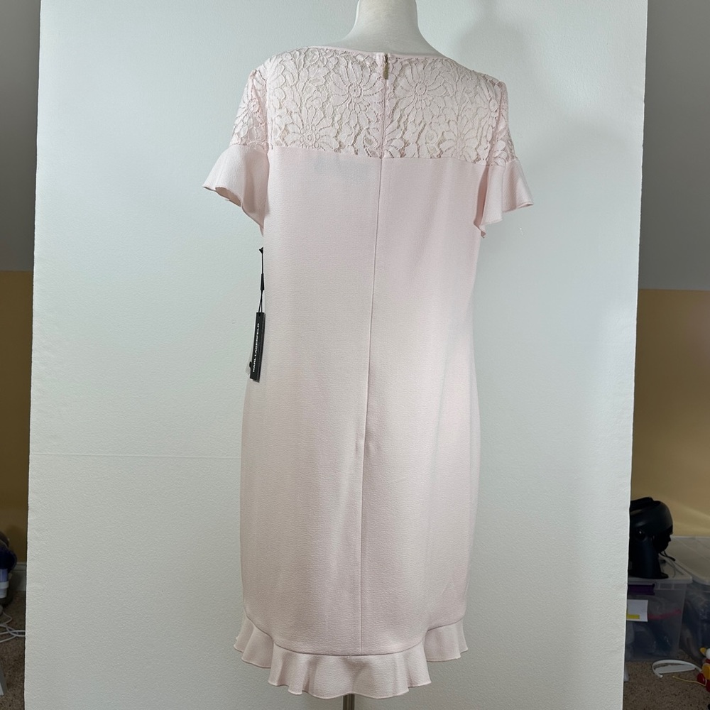 Karl Lagerfeld lace top ruffle hem dress light pink - Picture 4 of 9